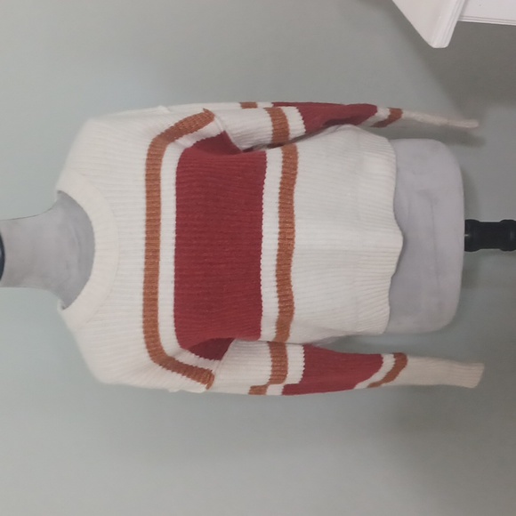 American Eagle small sweater burnt orange cream & mustard color - Picture 1 of 6